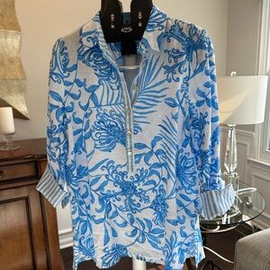 Lilly Pulitzer Blue Botanical Button Down Shirt